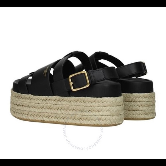 NWT AUTHENTIC Burberry Black Claredale Open-toe Jute Sandals - Picture 3 of 13